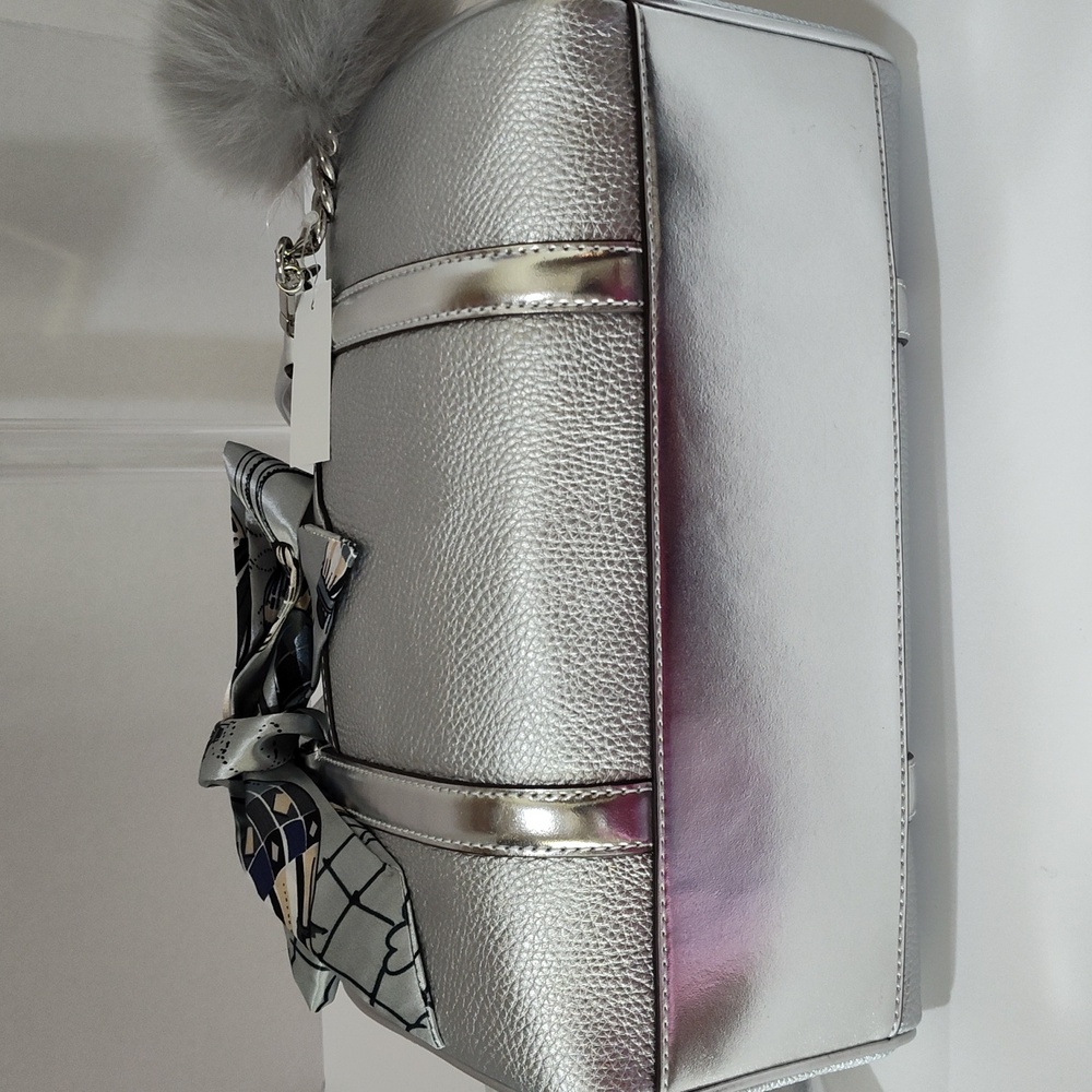 Michael Kors Silver Women's Bag with Twilly and Pom Pom - Picture 7 of 12
